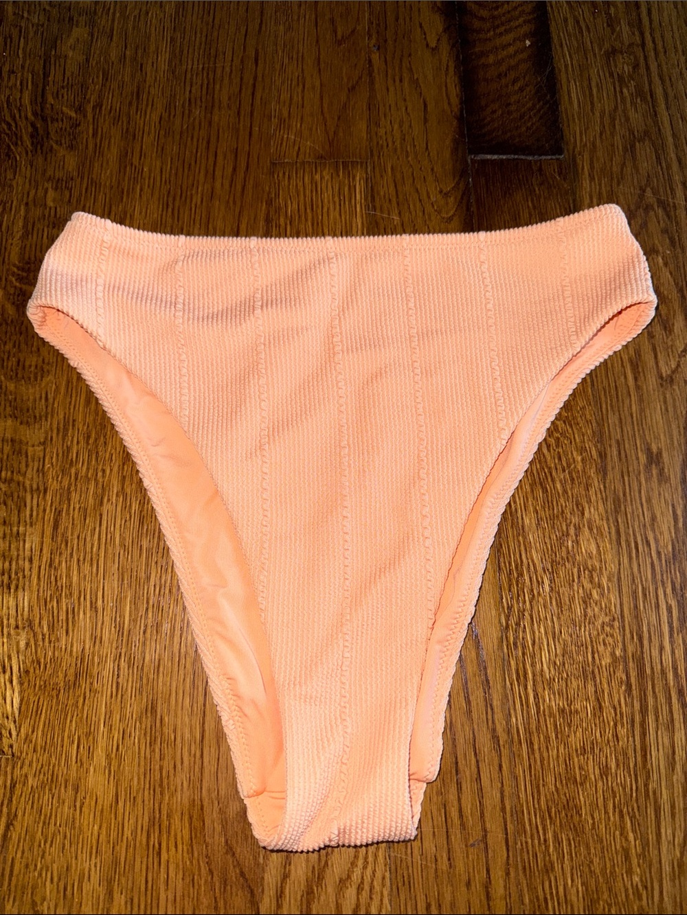 aerie Peach Ribbed High-Cut Bikini Bottoms